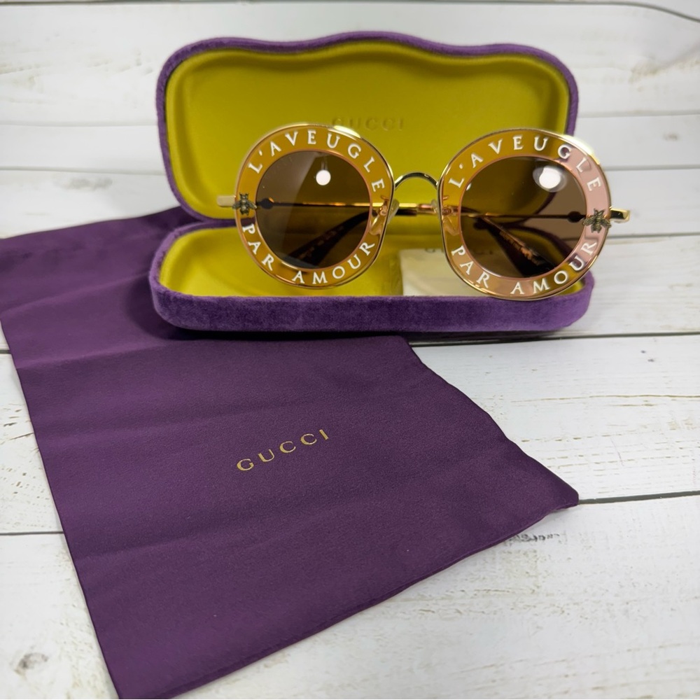 Gucci L’AVEUGLE PAR AMOUR Women Pink Sunglasses GG0113S